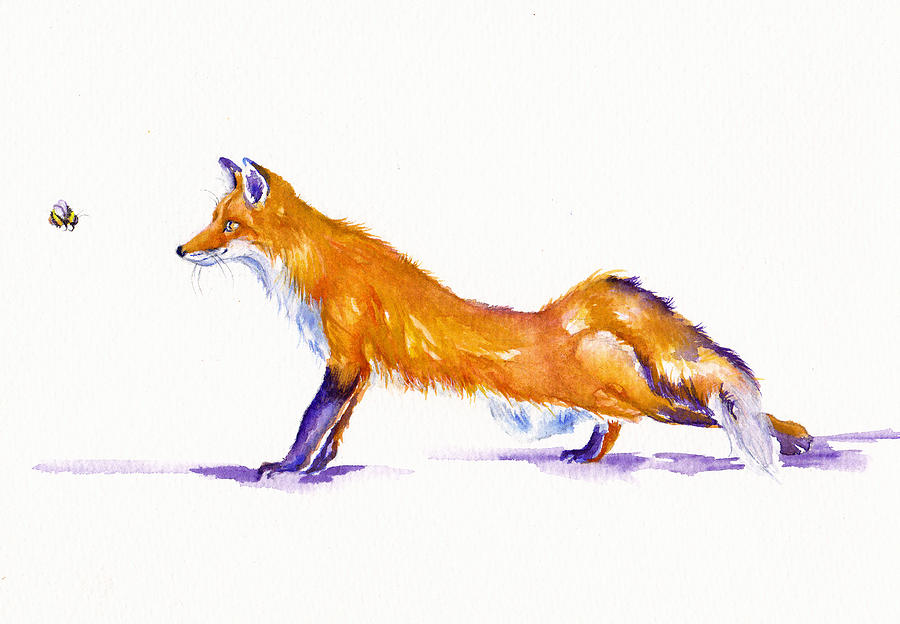 Bee Stealthy - Fox Painting by Debra Hall