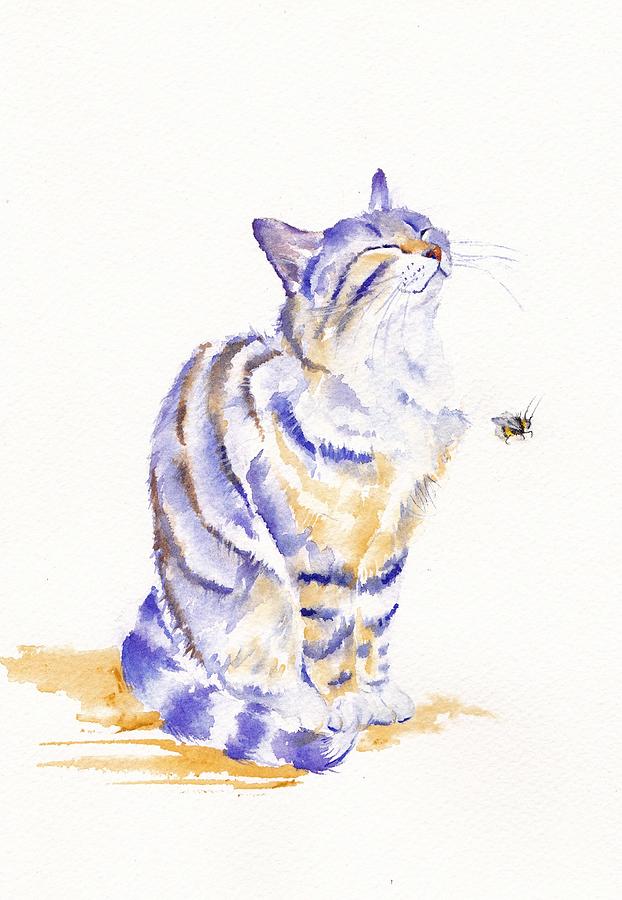 Cat Painting - Bee Sunworshippers by Debra Hall