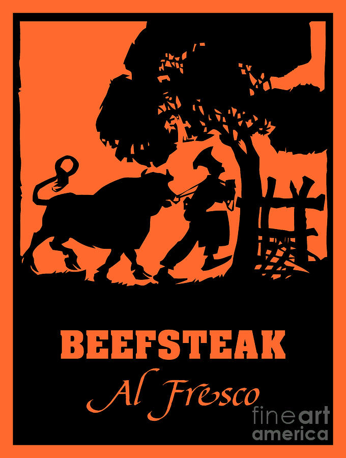 Beefsteak al fresco, silhouette art Digital Art by Heidi De Leeuw