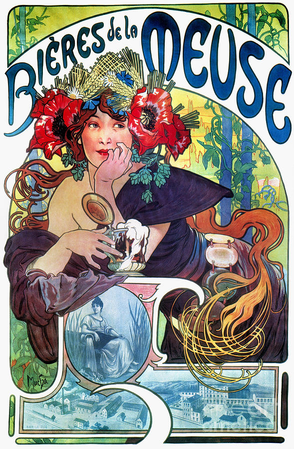 BEER AD BY MUCHA, c1897 Photograph by Granger