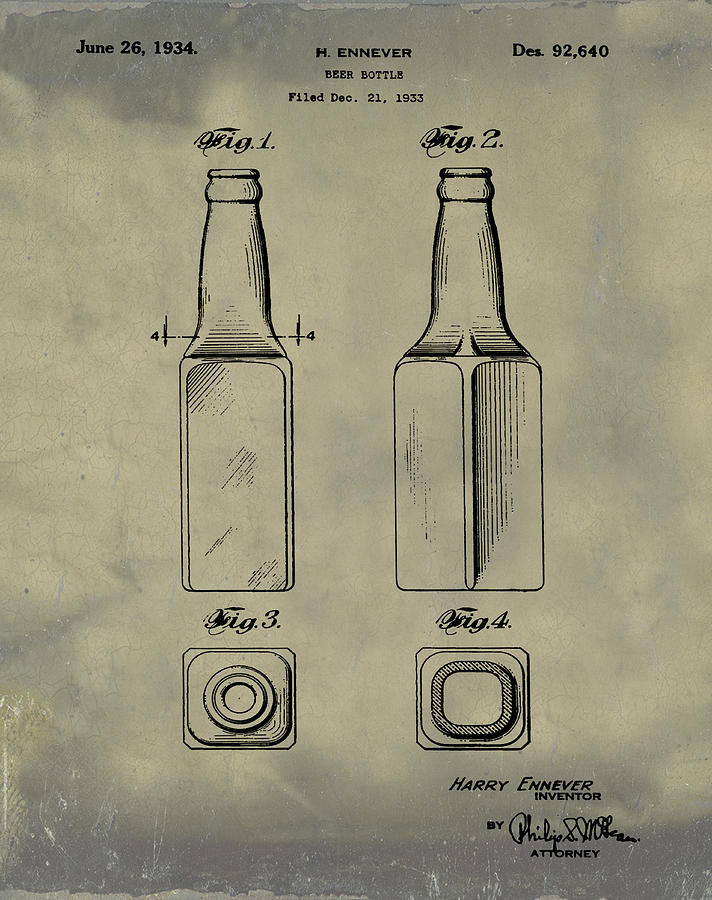 Beer Bottle Patent 1934 Vintage Photograph by Bill Cannon
