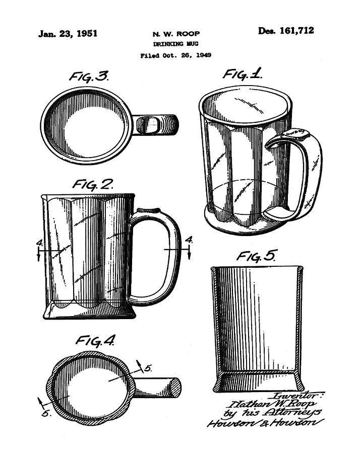 Beer Mug Patent 1951 Digital Art by Bill Cannon