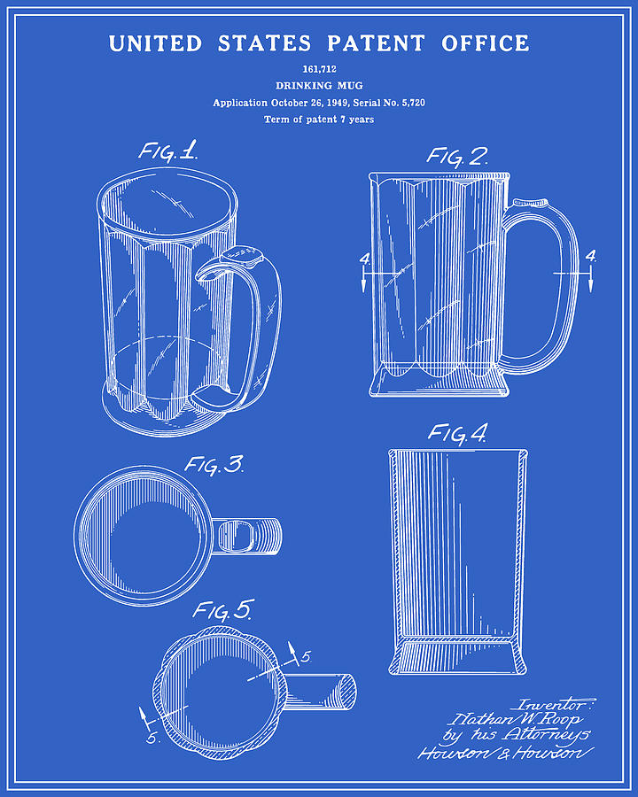 Beer Mug Patent - Blueprint Digital Art by Finlay McNevin - Fine Art ...