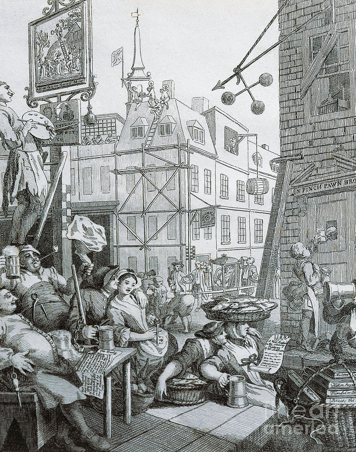 William Hogarth Drawing - Beer Street in London by Hogarth by William Hogarth