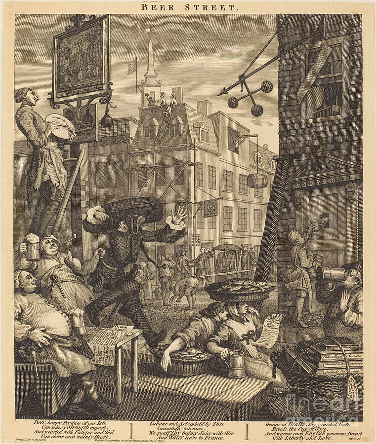 Beer Street Drawing by William Hogarth