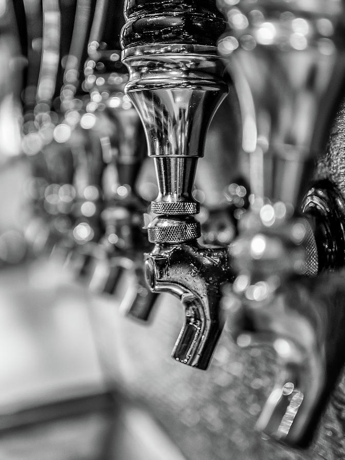 Beer Taps In Black And White Photograph