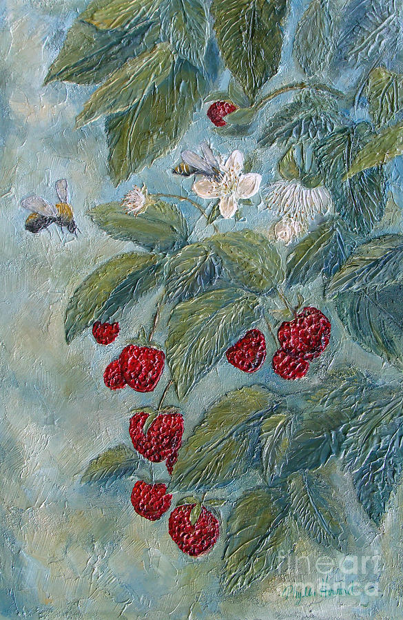 Bees Berries and Blooms Painting by Phyllis Howard