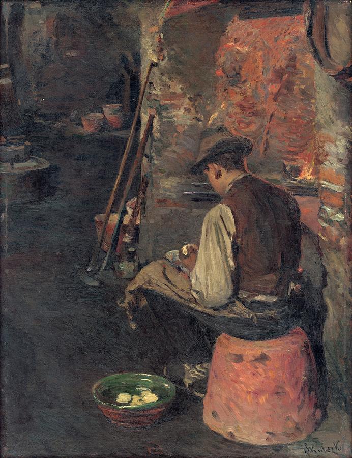Before dinner, Dominik Skutecky, before 1915 Painting by Vincent Monozlay