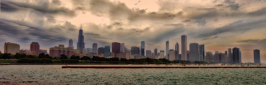Before The Spring Storm Chicago Lakefront Panorama 02 Photograph by Thomas Woolworth