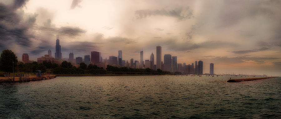 Before The Spring Storm Chicago Lakefront Panorama 03 Photograph by Thomas Woolworth