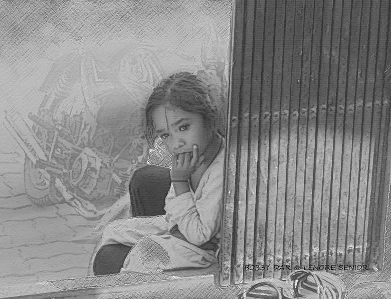 Black And White Photograph - Beggar Girl in Mosque by Lenore Senior