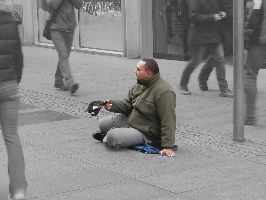 Beggar on street Photograph by Miroslav Nemecek