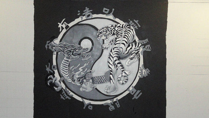 Dragon Painting - Beginning of the mural by Mikey Milliken