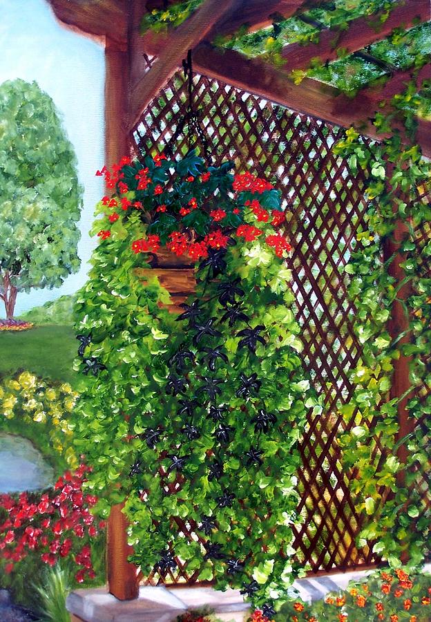 Begonias Amid the Vines Painting by Susan Dehlinger