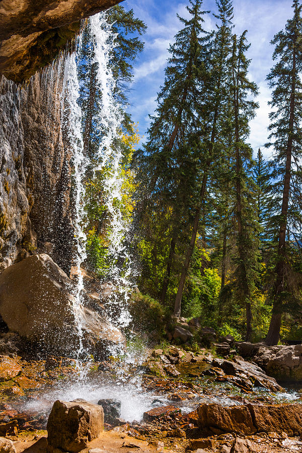 Fall Photograph - Behind Spouting Rock Waterfall - Hanging Lake - Glenwood Canyon Colorado by Brian Harig