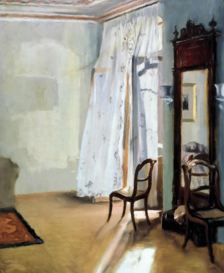 Impressionism Mixed Media - Behind The Curtain by Georgiana Romanovna