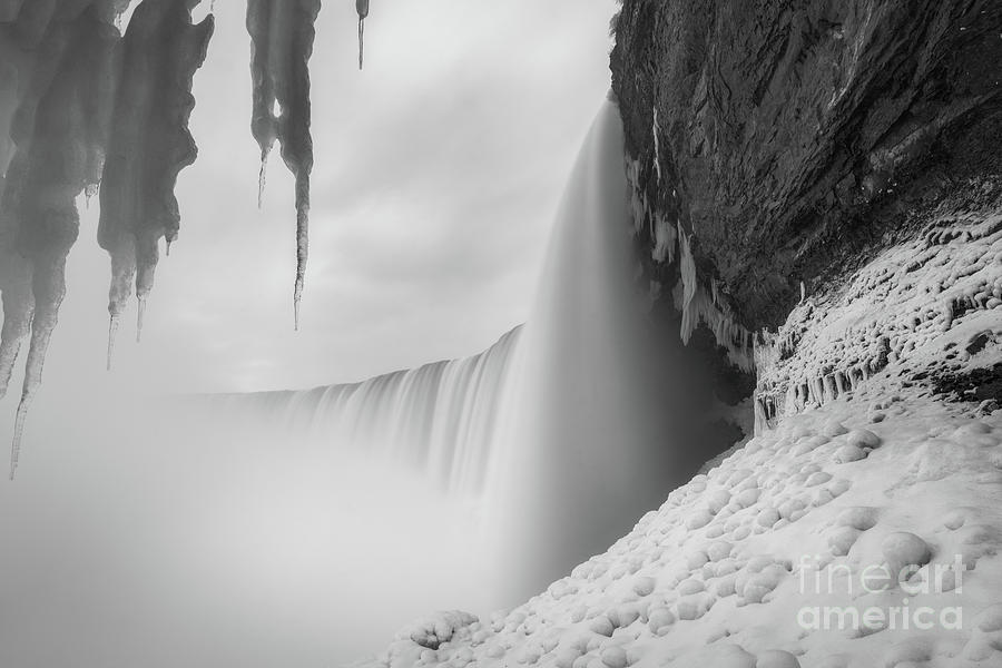 Behind The Falls  BW Photograph by Michael Ver Sprill