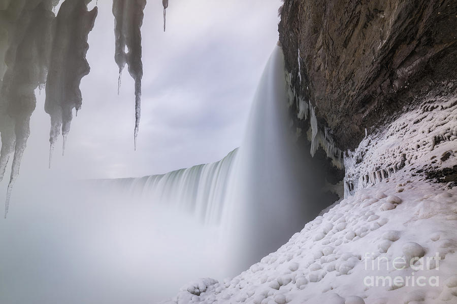 Winter Photograph - Behind The Falls  by Michael Ver Sprill