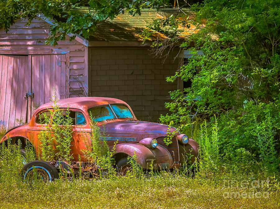 Transportation Photograph - Behind the old barn by Claudia M Photography