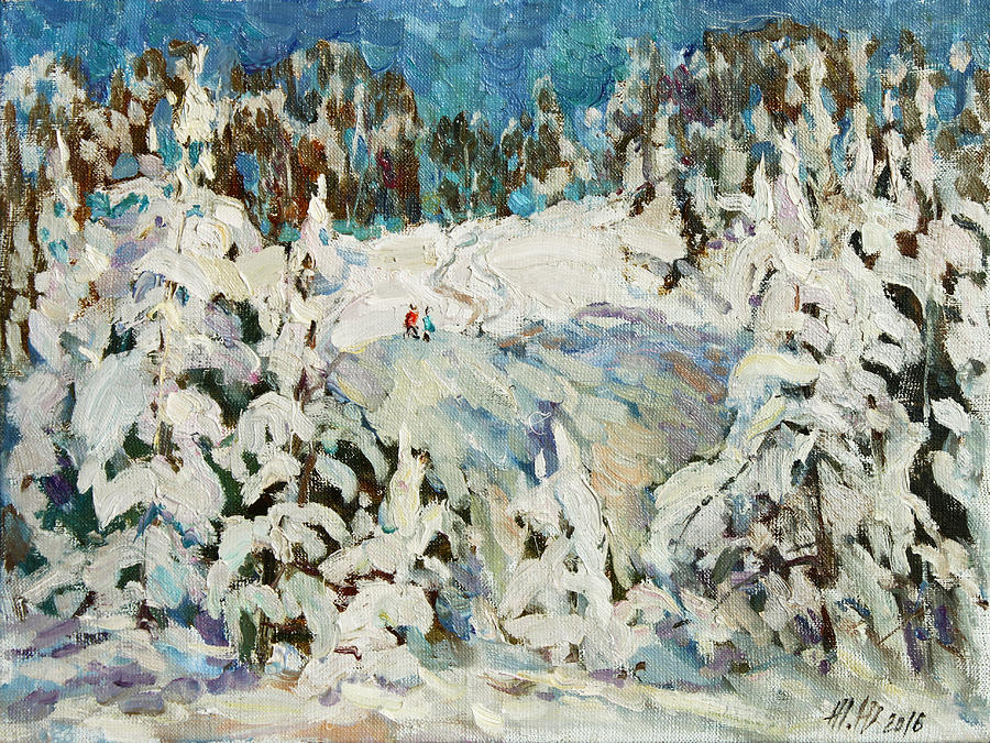 Behind the scenes of winter Painting by Juliya Zhukova