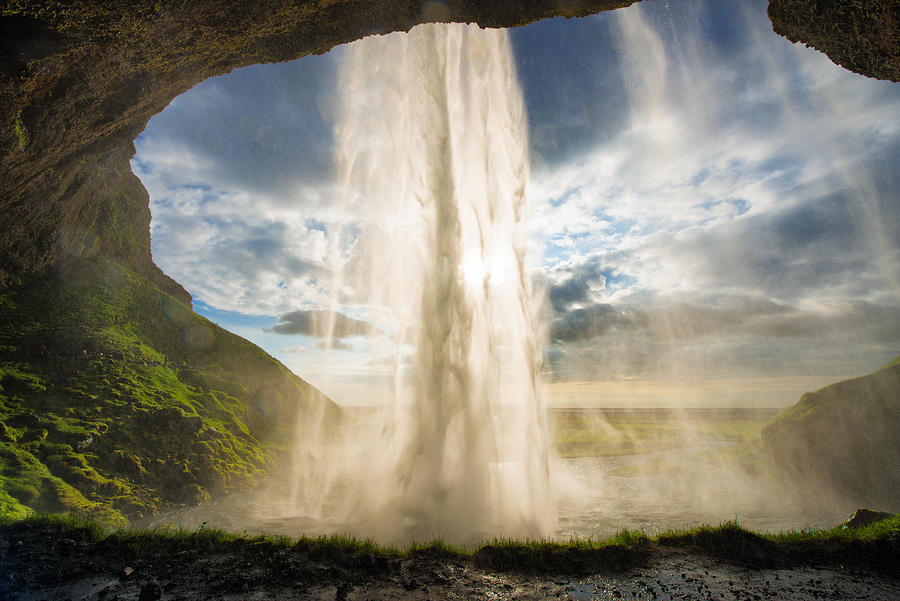 Behind the waterfall Seljalandsfoss Iceland Photograph by Matthias Hauser