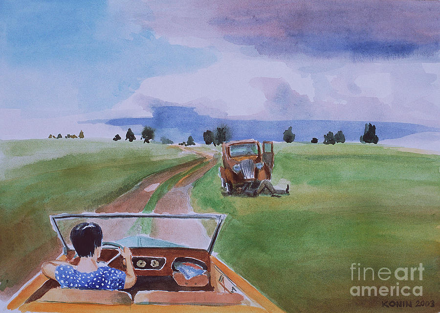 Behind the Wheel Painting by Oleg Konin