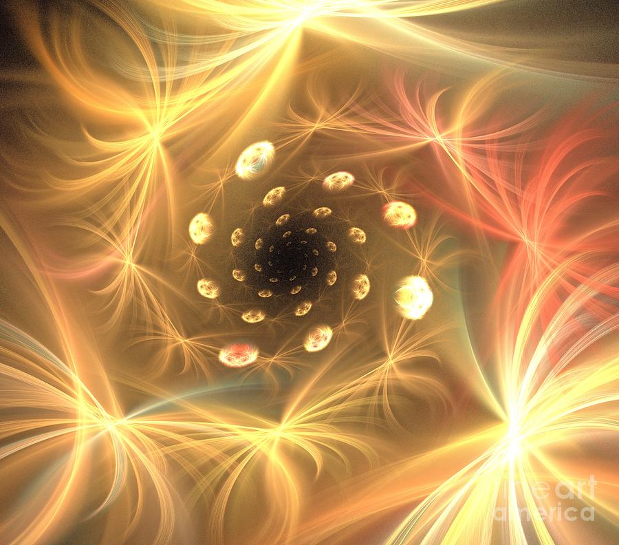 Abstract Digital Art - Beige Gold Wishes by Kim Sy Ok
