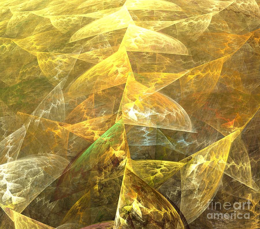 Abstract Digital Art - Beige Triangles by Kim Sy Ok
