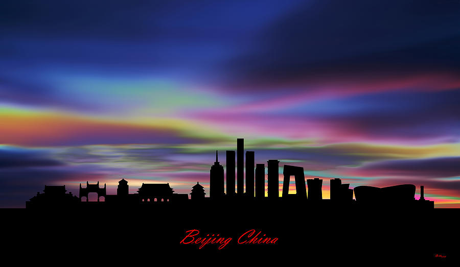 Beijing China Skyline Sunset Digital Art by Gregory Murray