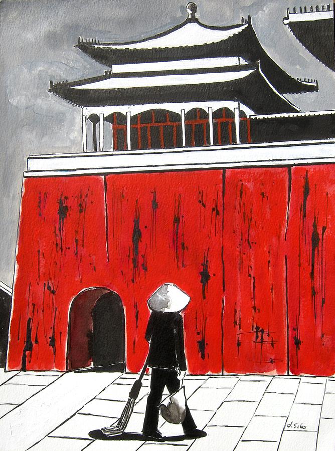 Beijing Forbidden City Painting by Lesley Giles