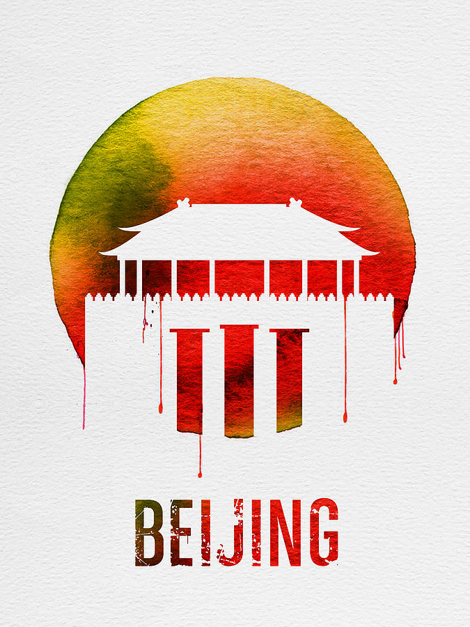 Beijing Digital Art - Beijing Landmark Red by Naxart Studio