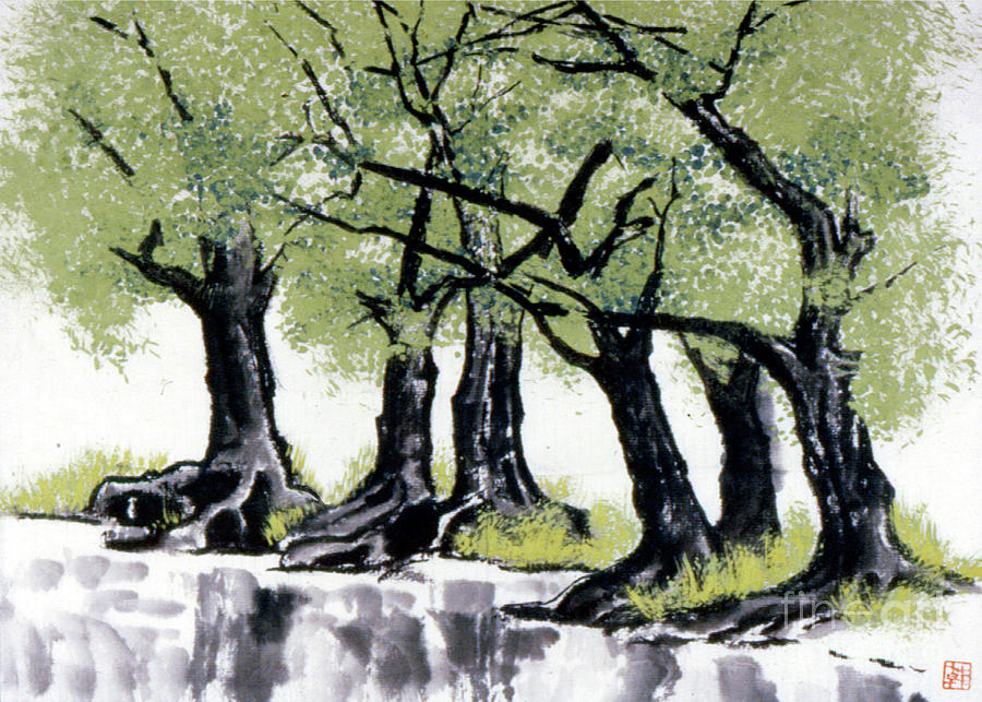Tree Painting - Beijing River by Alyssa Hinton