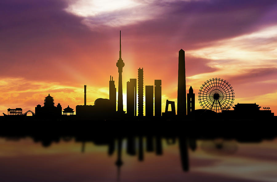 Beijing Skyline Sunset Chbj22 Digital Art