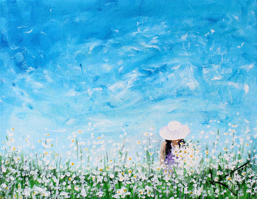 Being a Woman - #1 In a field of daisies Painting by Kume Bryant