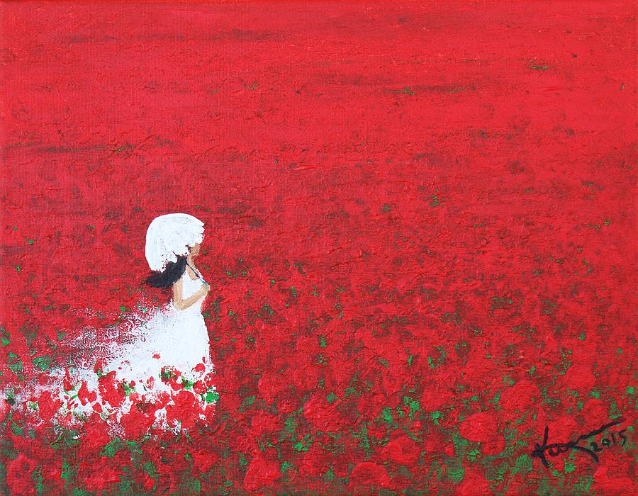 Being a Woman - #2 In a field of poppies Painting by Kume Bryant