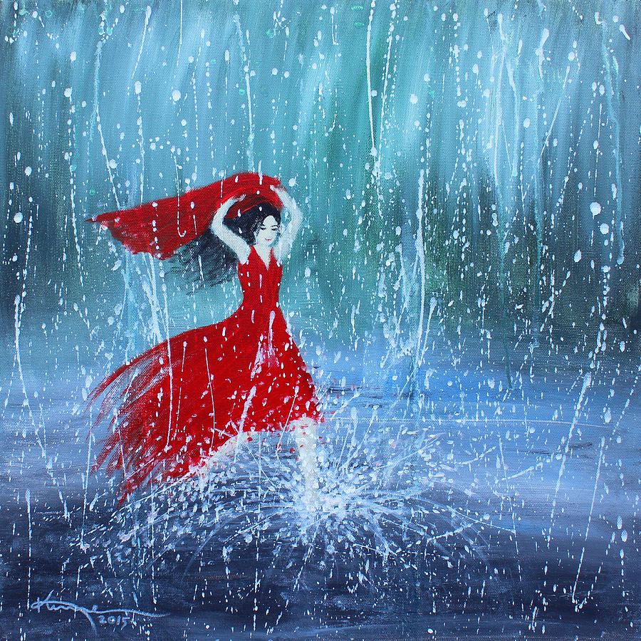 Výsledek obrázku pro girl in the rain painting