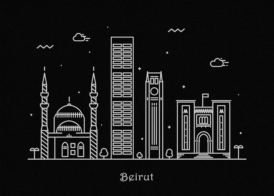 Beirut Skyline Travel Poster Drawing by Inspirowl Design