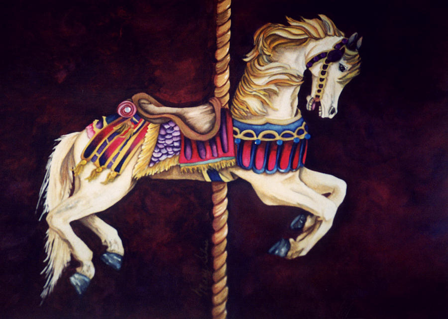 Bejewled Carousel Painting by Mary Silvia