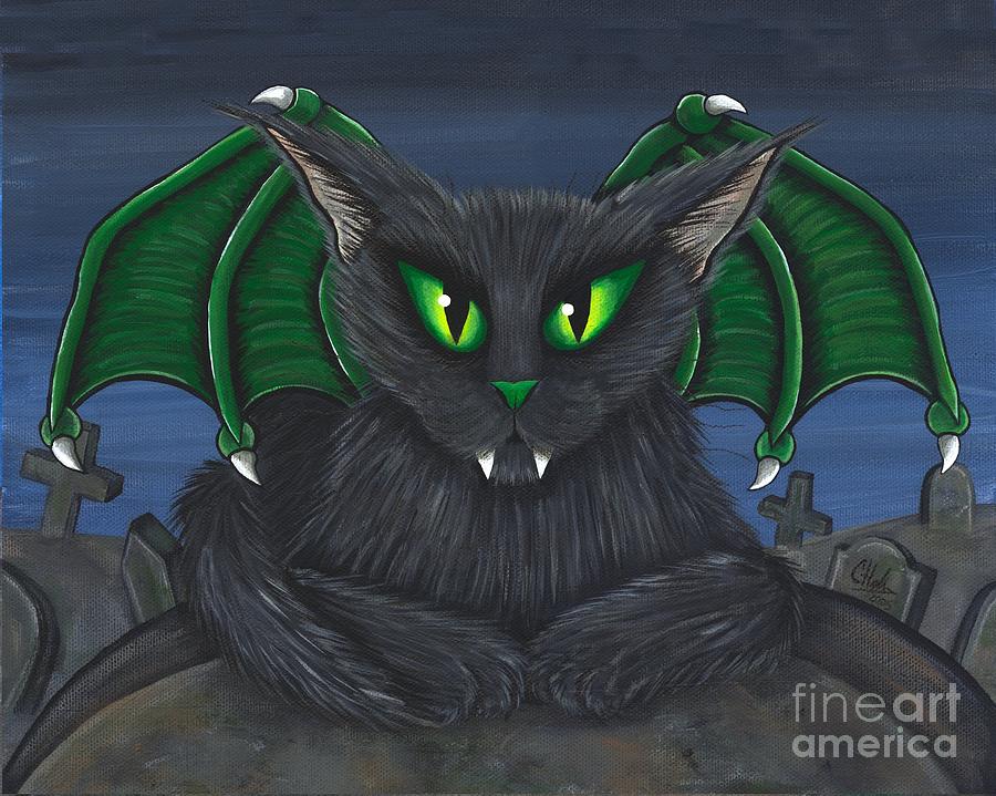 Bela Vampire Cat Painting by Carrie Hawks
