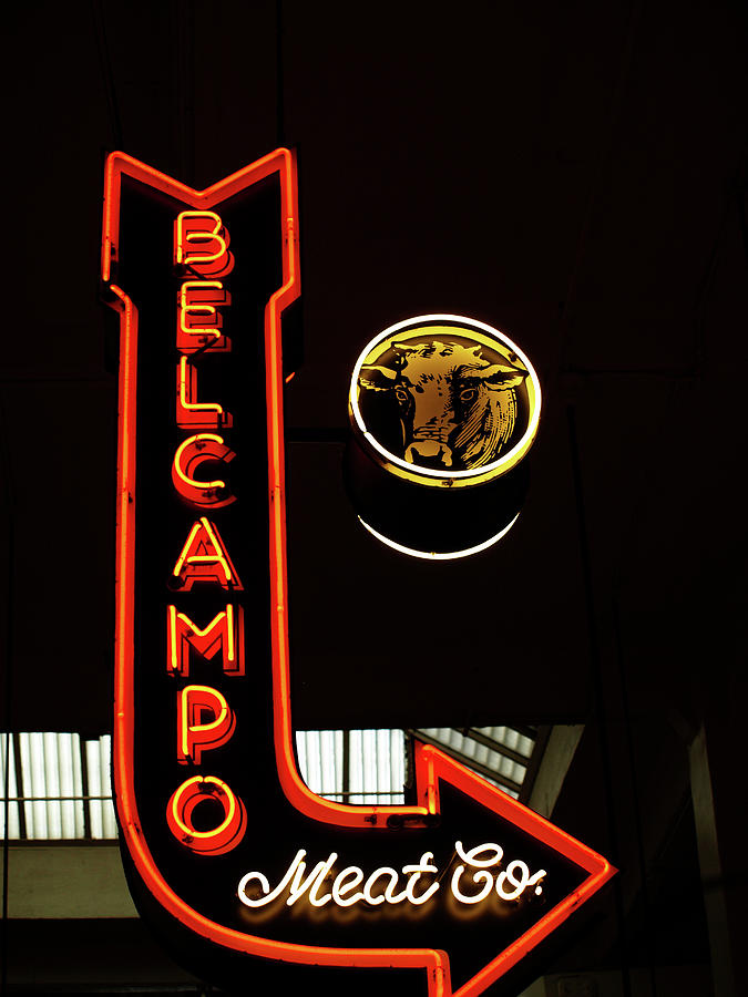 BelCampo Meat Co in Neon Lights Photograph by Mary Capriole