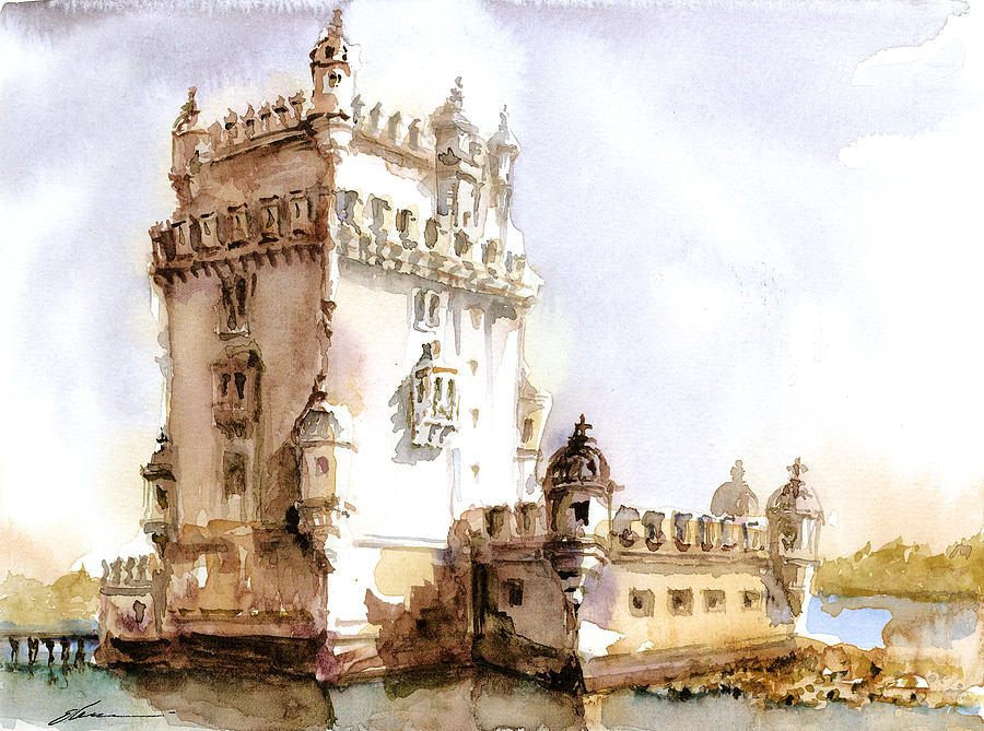 San Francisco Painting - Belem Tower Lisbon by Elena Petrova Gancheva