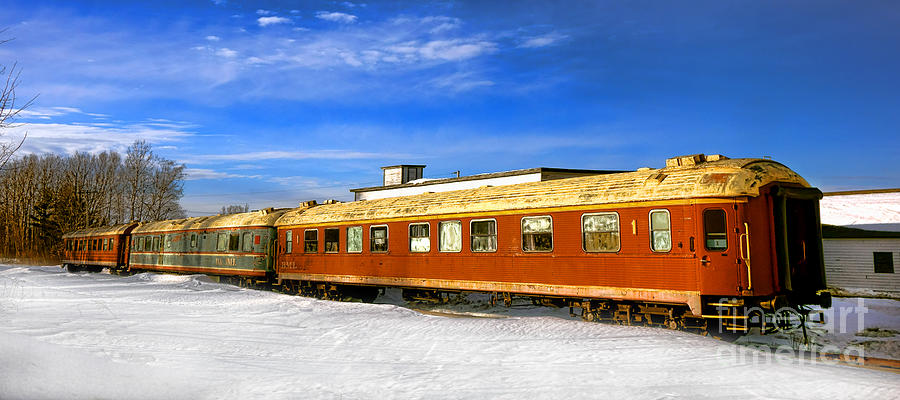 Belfast and Moosehead Railroad Cars in Winter Photograph by Olivier Le Queinec