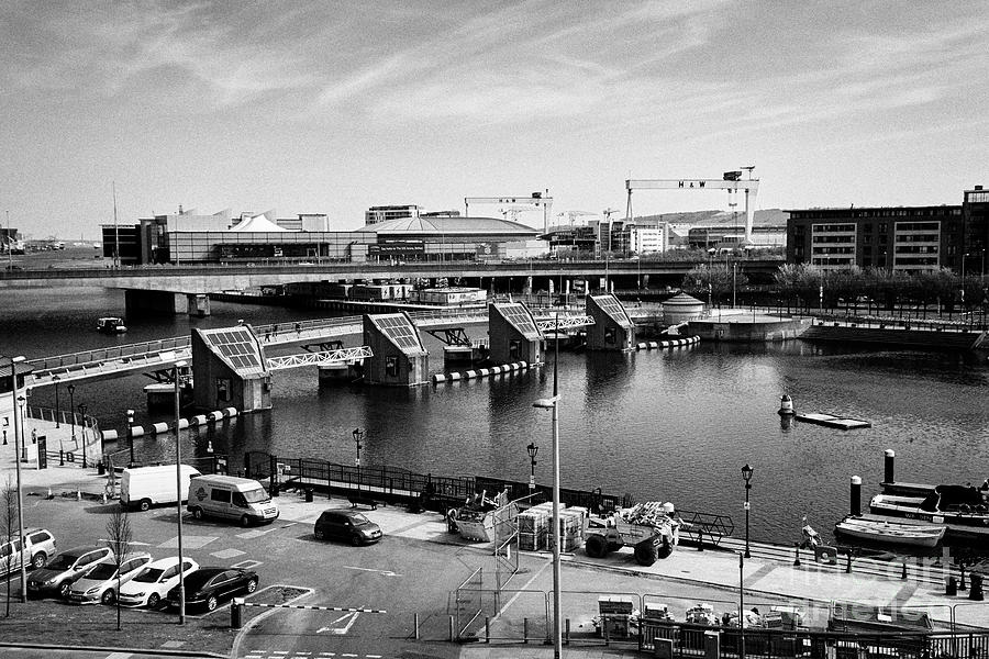 Belfast river lagan waterfront including the weir m3 lagan bridge ...