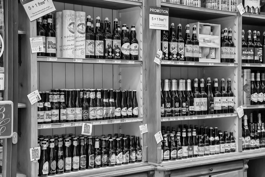 Beer Photograph - Belgian Beers in Mono by Georgia Clare