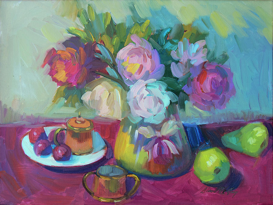 Still Life Painting - Belgian Creamer and Sugar by Diane McClary