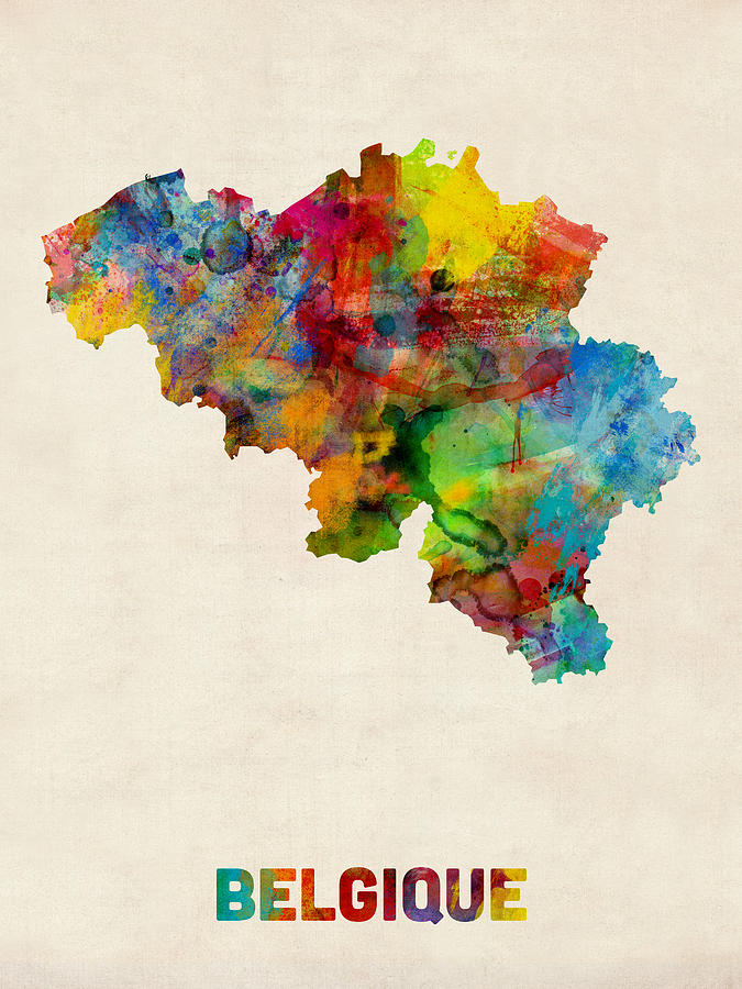 Belgium Watercolor Map Digital Art by Michael Tompsett