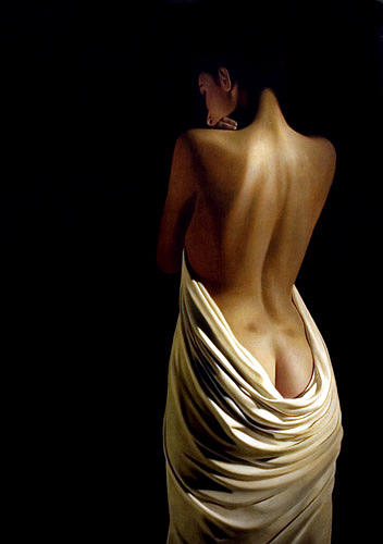 Nude Painting - Belinda with drape by Toby Boothman