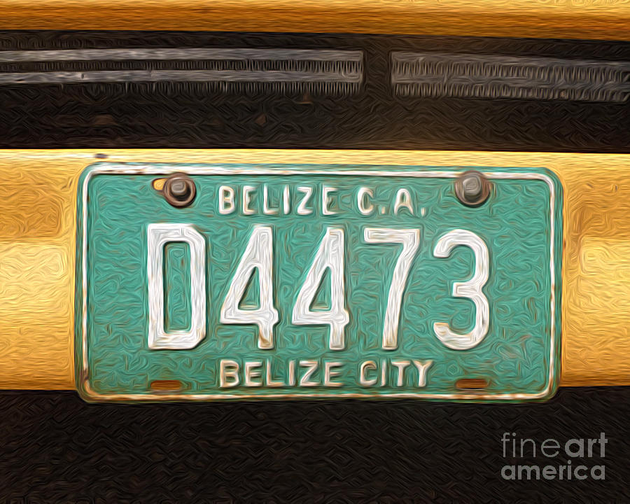 Belize - Bus License Plate  Digital Art by Jason Freedman