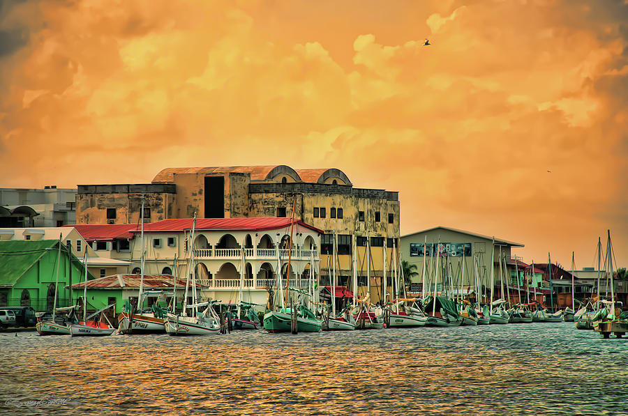 Sunset Photograph - Belize City Harbor by Stacey Sather