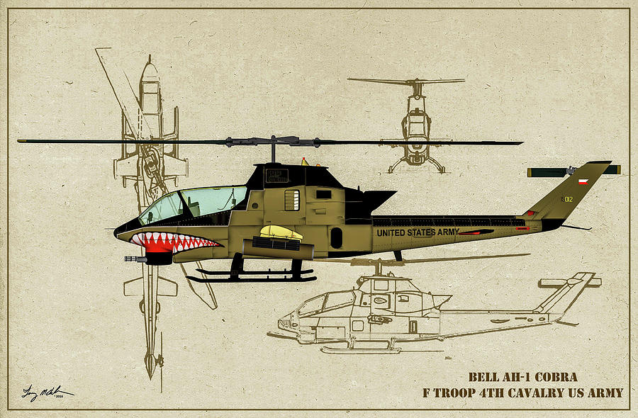 Bell AH-1G Cobra - Profile Art Digital Art by Tommy Anderson